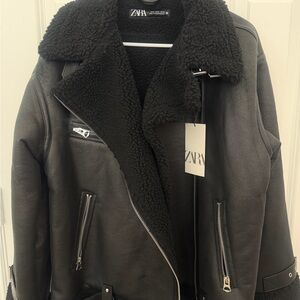 Zara Black Textured Jacket New With Tags - S